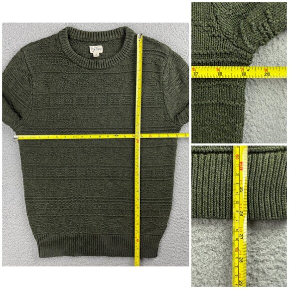 J Crew Sweater Men Small Olive Green Combination Guernsey Stitch Knit Sweatshirt - Picture 8 of 8